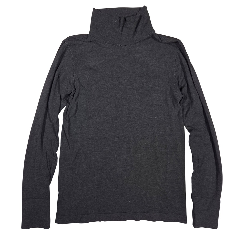 Athleta Womens Black Wool Blend Turtleneck Long Sleeve Thumbhole Top Size M
